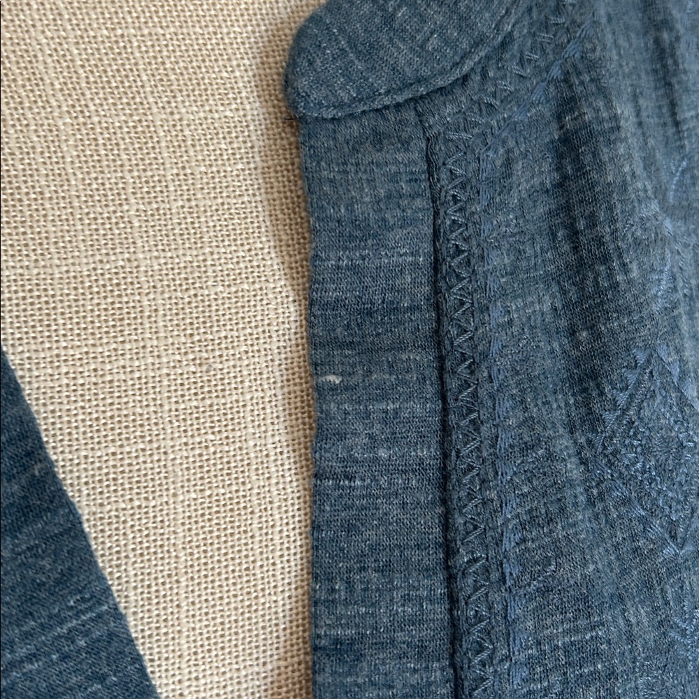 Cable & Gauge Soft Blue Embroidered Textured V-Neck Short Capped Sleeves size 1X - Picture 9 of 16